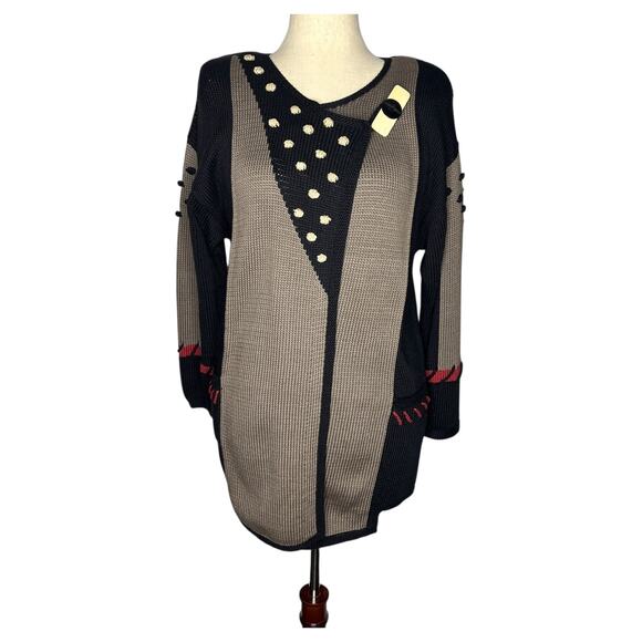 Sandra Miller Sweater Sz Medium Hand Loomed Cardigan Contemporary - Picture 2 of 9